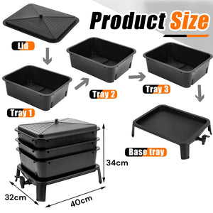 Worm Farm Factory | Worm Wee Composter 30L | 4 Trays Compost Bin | Worm Farm Composting System