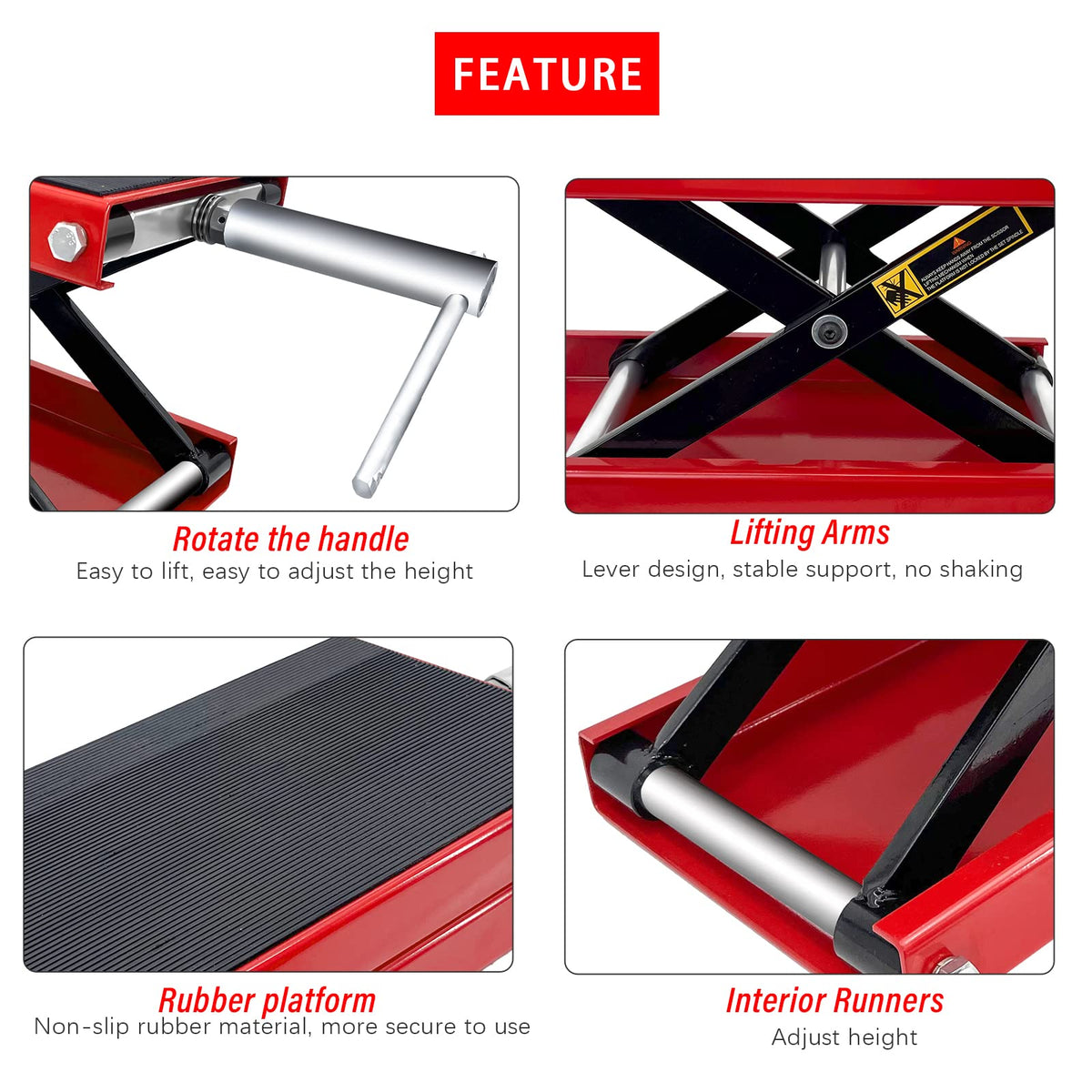 Motorcycle Bike ATV Wide Repair Deck Scissor Lift Jack Crank Hoist Stand - 500kg