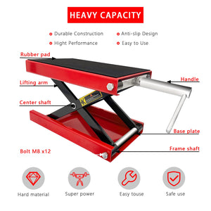 Motorcycle Bike ATV Wide Repair Deck Scissor Lift Jack Crank Hoist Stand - 500kg