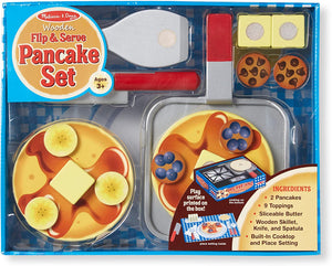 Flip and Serve Pancake Set (19 pcs) - Wooden Breakfast Play Food