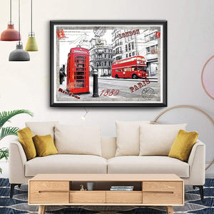 1000-Piece Jigsaw Puzzle for Adults - London Impression Red Bus Telephone Booth Theme