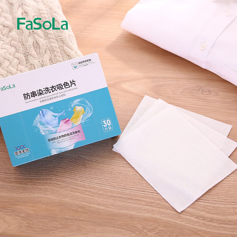 Fasola Dye Absorption Tablets | Prevents Cross-Coloring | 11*26cm (30pcs)