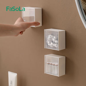 Wall-Mounted Clamshell Storage Box | Color: White | Size: 8.5 x 4.5 x 8.5cm | Brand: Fasola
