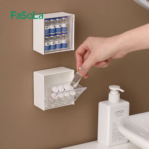 Wall-Mounted Clamshell Storage Box | Color: White | Size: 8.5 x 4.5 x 8.5cm | Brand: Fasola