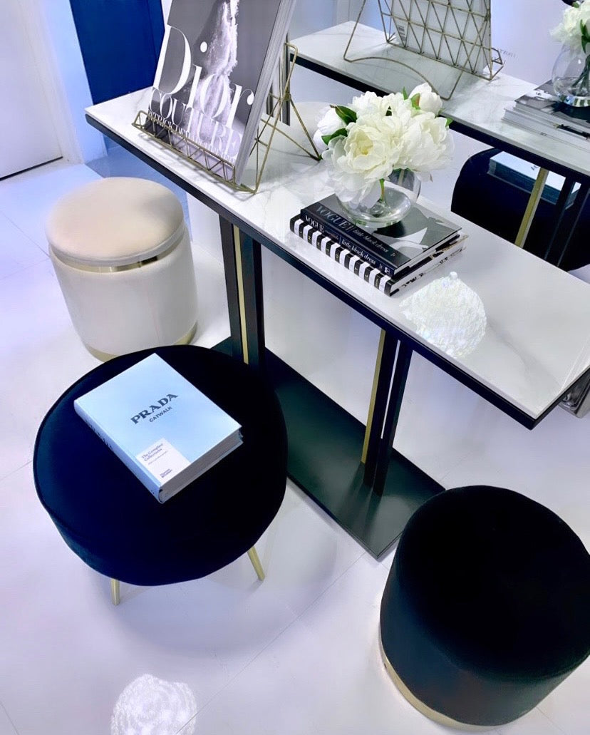 Interior Ave Pandora Stone Marble Console - Black