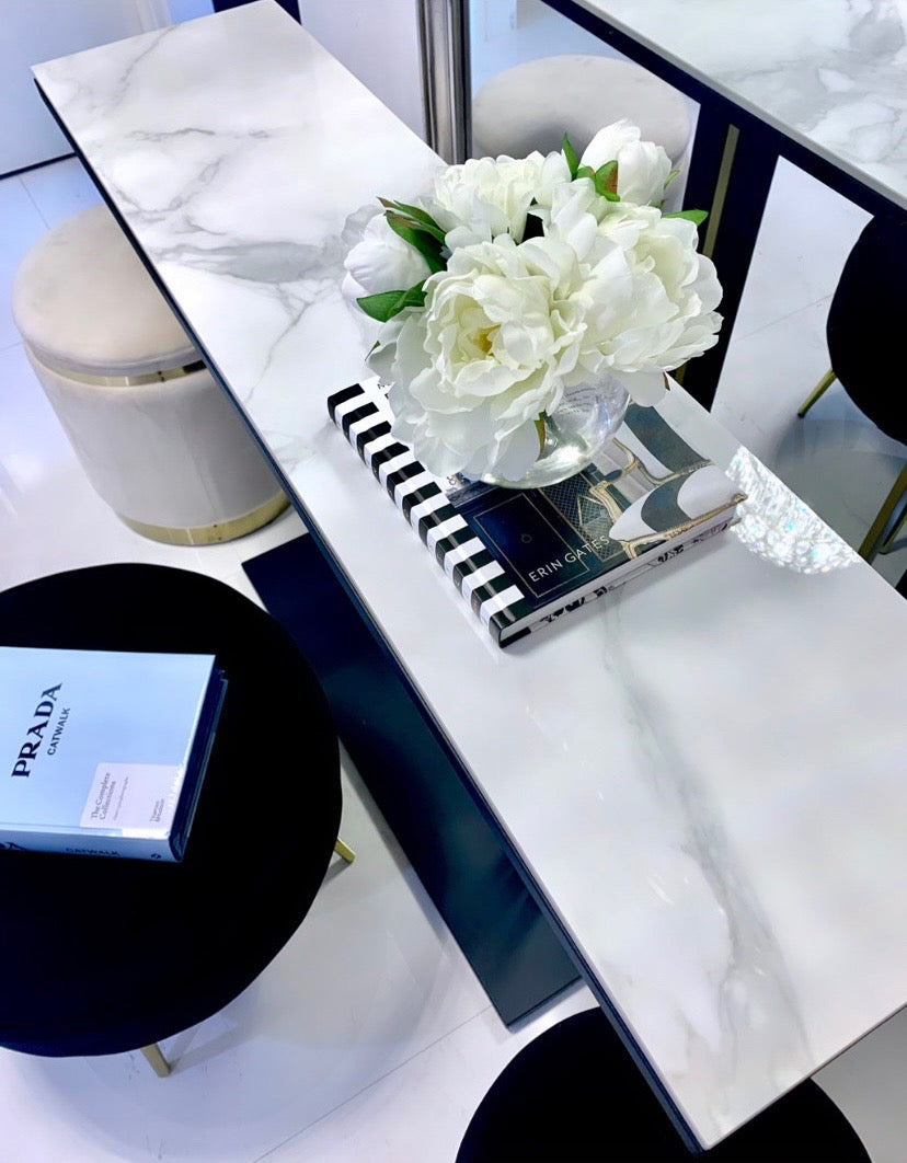 Interior Ave Pandora Stone Marble Console - Black