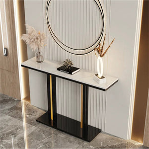 Interior Ave Pandora Stone Marble Console - Black