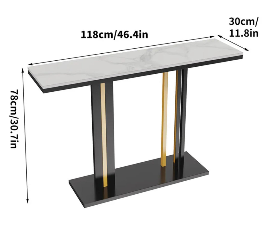 Interior Ave Pandora Stone Marble Console - Black