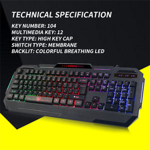 Rainbow Backlit Gaming Keyboard 19 Game Anti Ghosting Keys USB 2.0 Interface AU