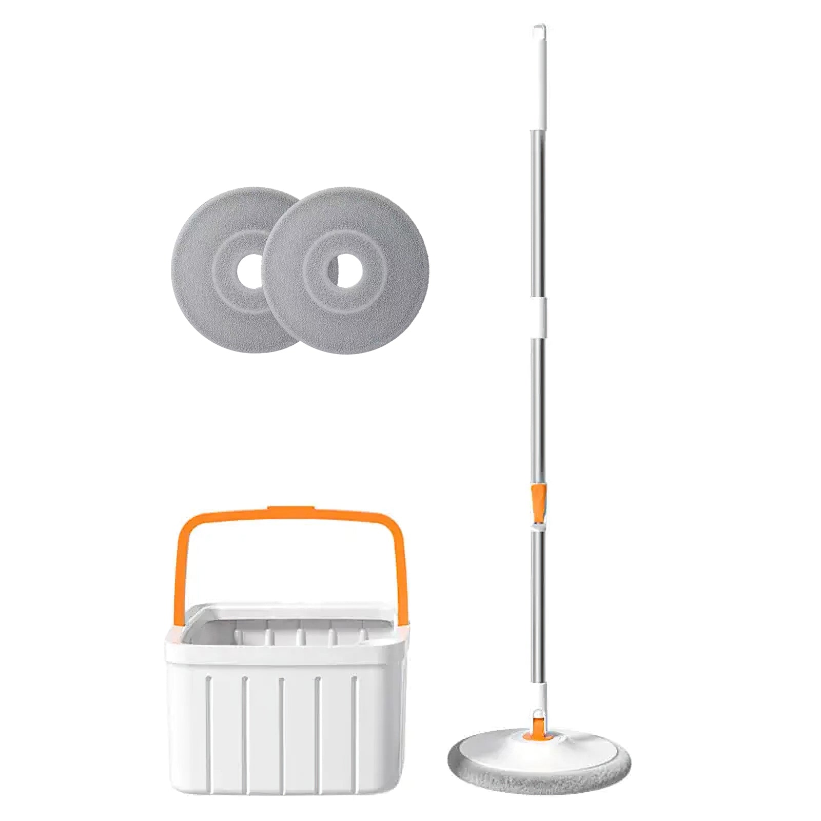 Cleanix Sewage Separation Mop | Rotary Hand-Wash-Free, Flat Suction (Orange/White)