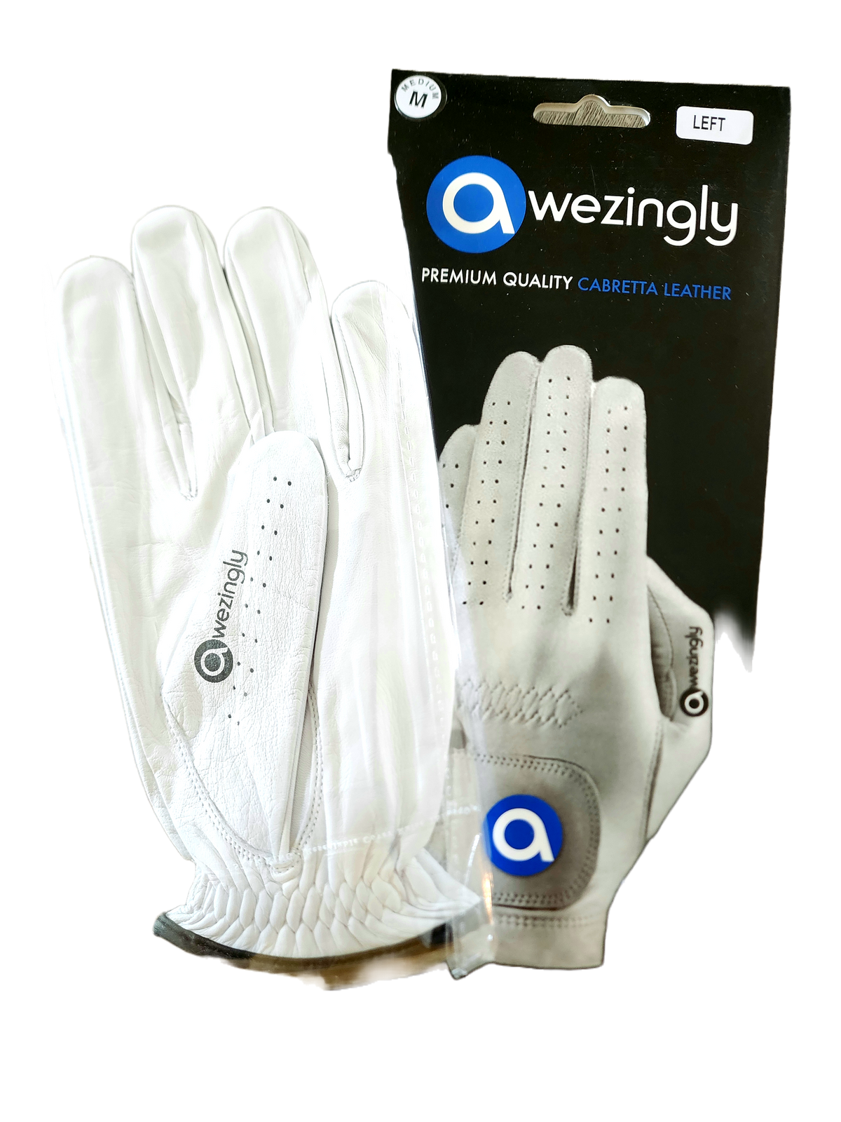 Premium Quality Cabretta Leather Golf Glove for Men - White (S)