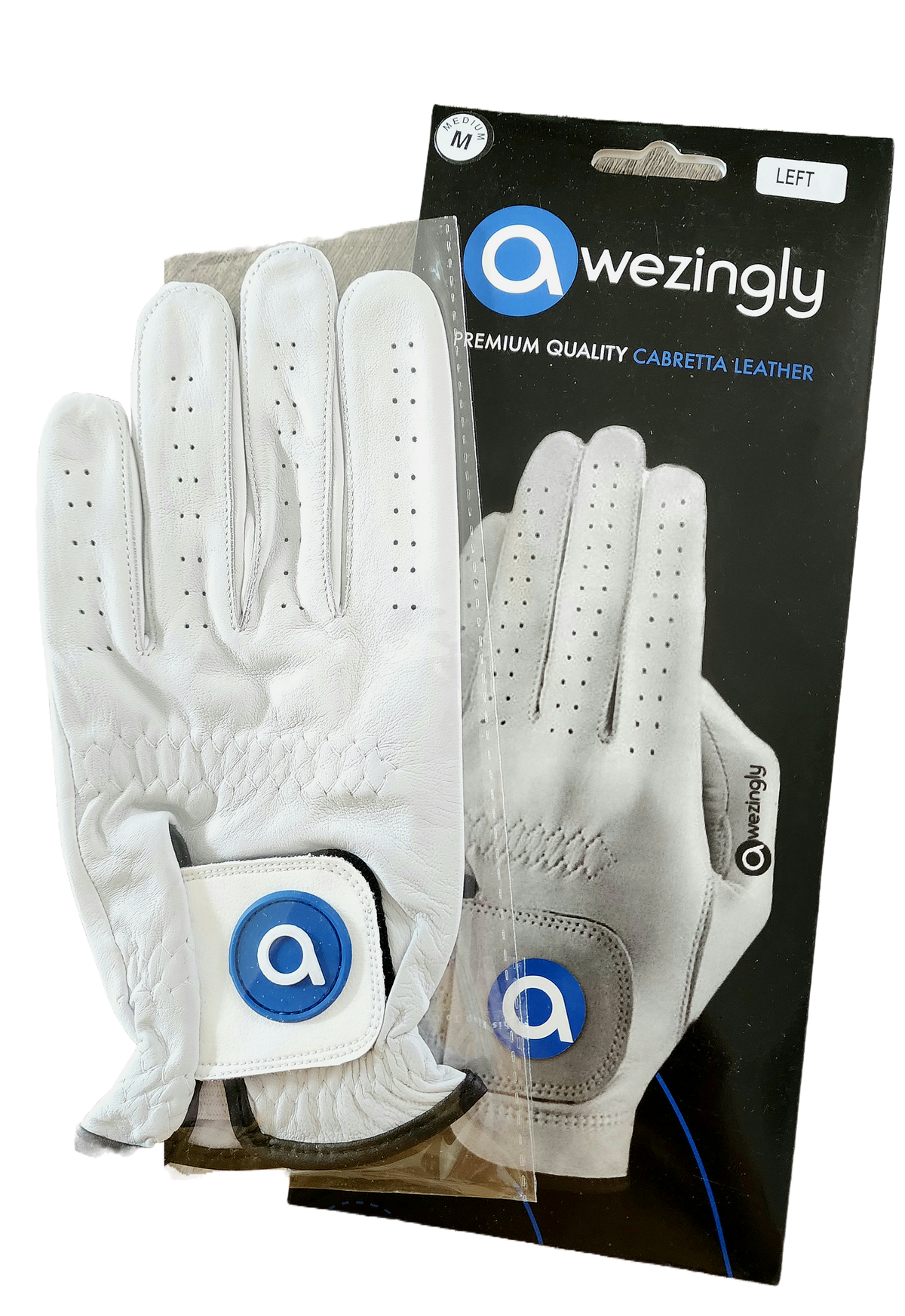 Premium Quality Cabretta Leather Golf Glove for Men - White (S)