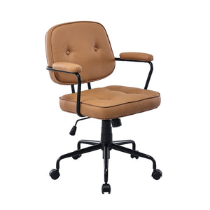 Louise Black Frame Faux Leather Home Office Chair | Brown Upholstered Office Chair