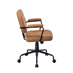 Louise Black Frame Faux Leather Home Office Chair | Brown Upholstered Office Chair