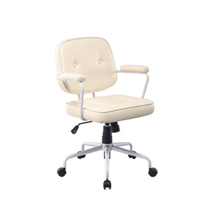 Louise White Frame Faux Leather Home Office Chair | Beige Upholstered Office Chair