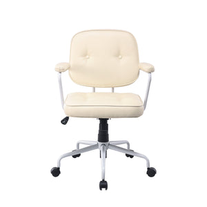 Louise White Frame Faux Leather Home Office Chair | Beige Upholstered Office Chair