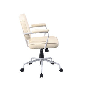 Louise White Frame Faux Leather Home Office Chair | Beige Upholstered Office Chair