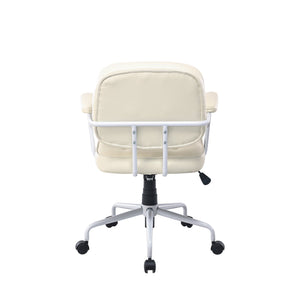 Louise White Frame Faux Leather Home Office Chair | Beige Upholstered Office Chair