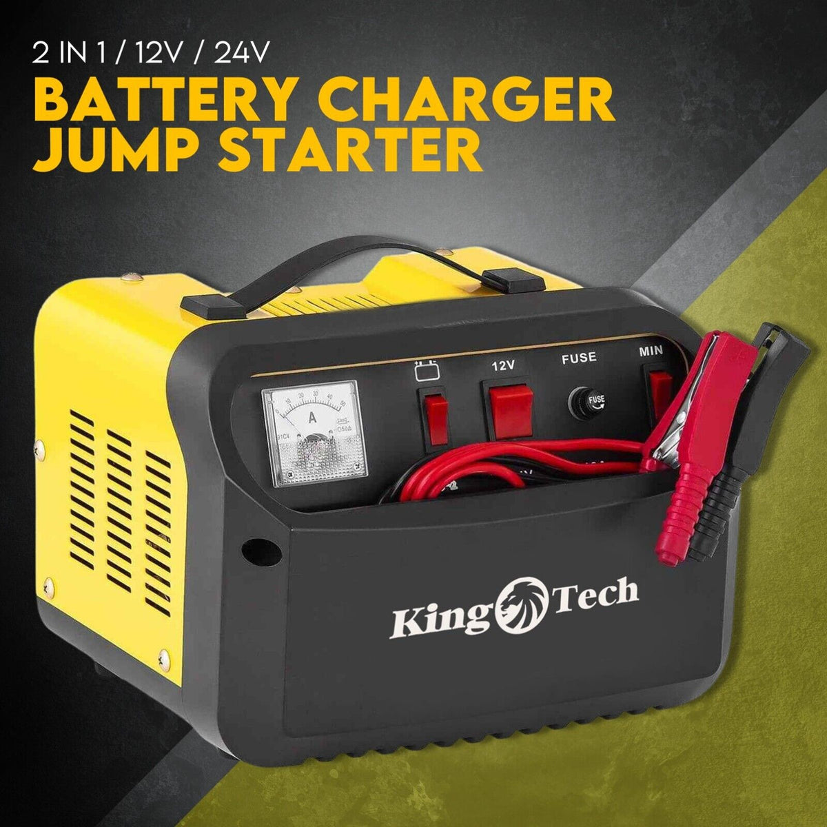 2in1 Car Battery Charger Jump Starter - 12V 24V 40A - ATV Boat Tractor