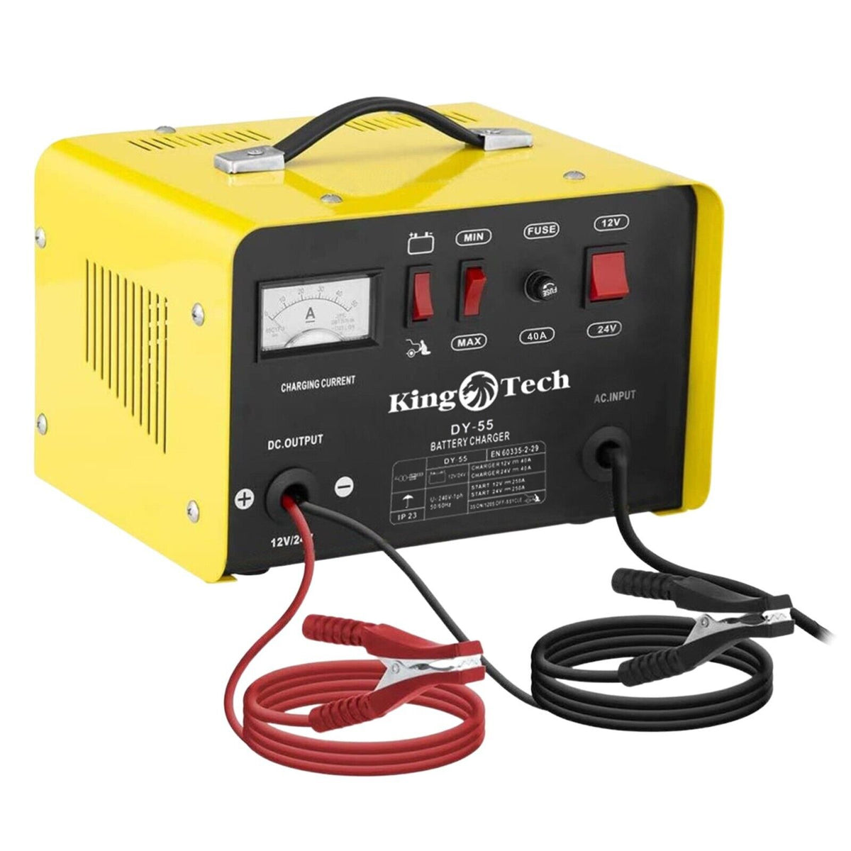 Kingtech 2in1 Battery Charger Jump Starter - Dual Heavy Duty Car Charger - 40Amp