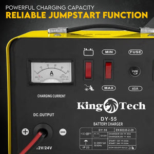 Kingtech 2in1 Battery Charger Jump Starter - Dual Heavy Duty Car Charger - 40Amp