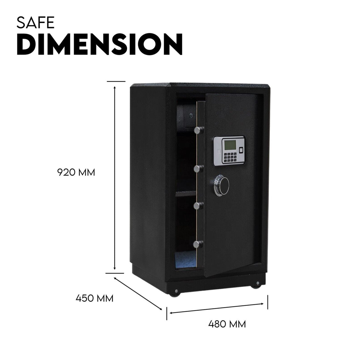 Electronic Digital Safe Box | Fire Proof Safe | Heavy Duty | Key Lock Security | 118L