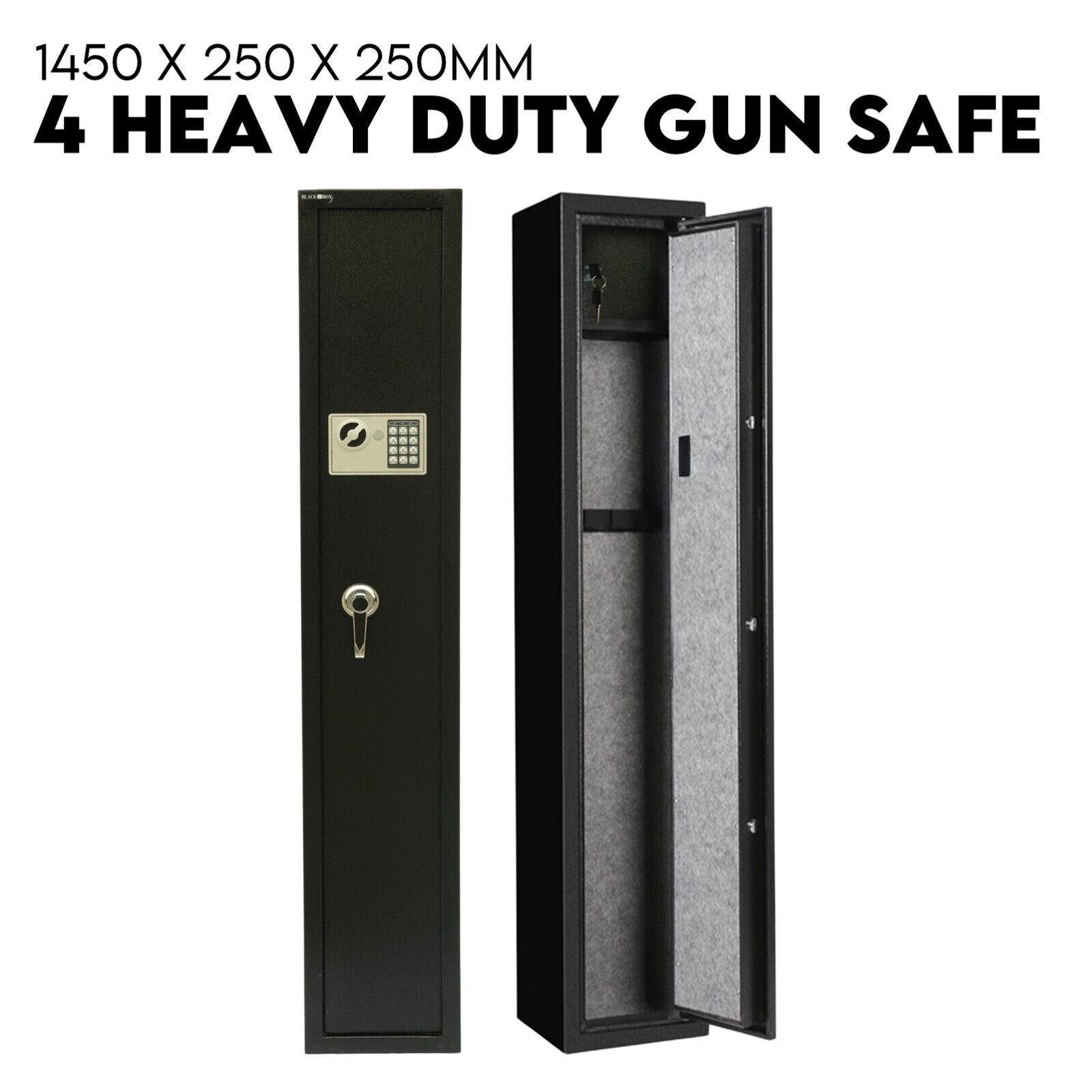 4 Rifle Gun Safe | Iron Heavy Duty | Firearm Security | Digital Lockbox | Premium