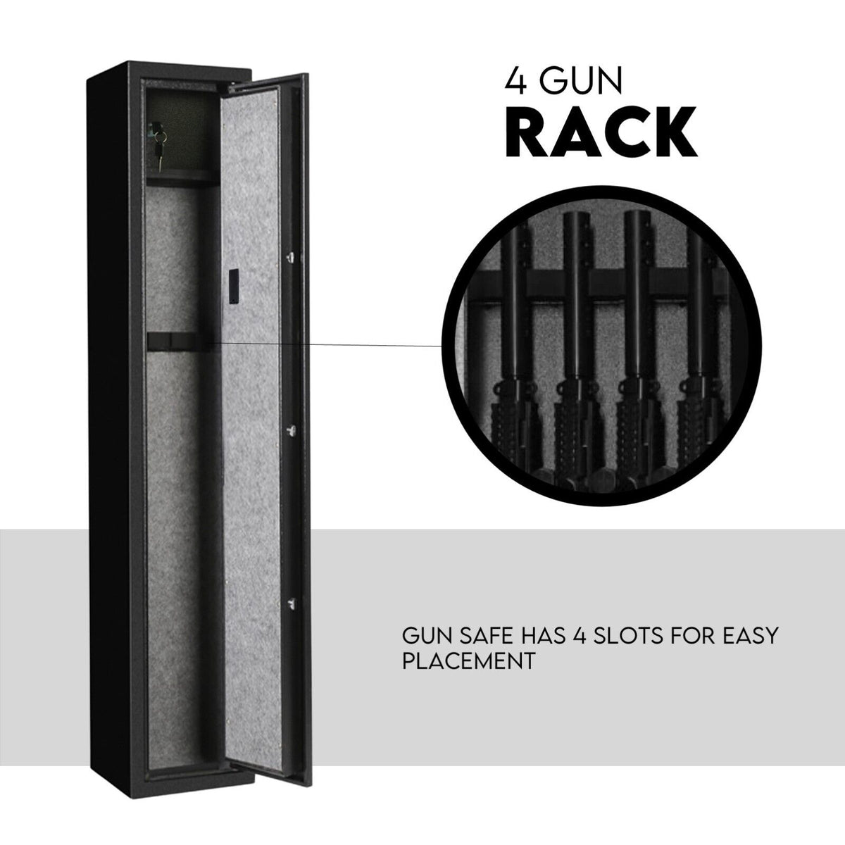 4 Rifle Gun Safe | Iron Heavy Duty | Firearm Security | Digital Lockbox | Premium