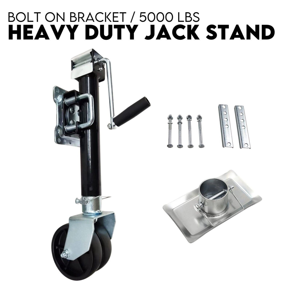 Trailer Parts - Caravan Jack Stand/Jockey Wheel Draw Bar Fitment, 5000LBS