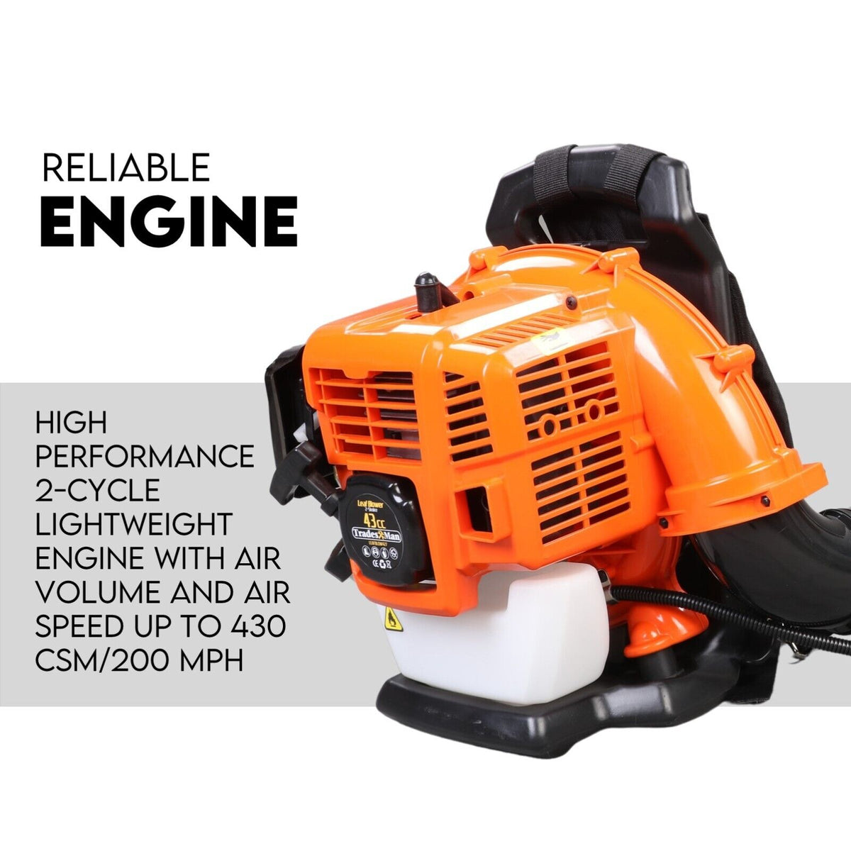 Petrol Backpack Leaf Blower - 2-Stroke, 42.7cc, 540km/H, Commercial Grade
