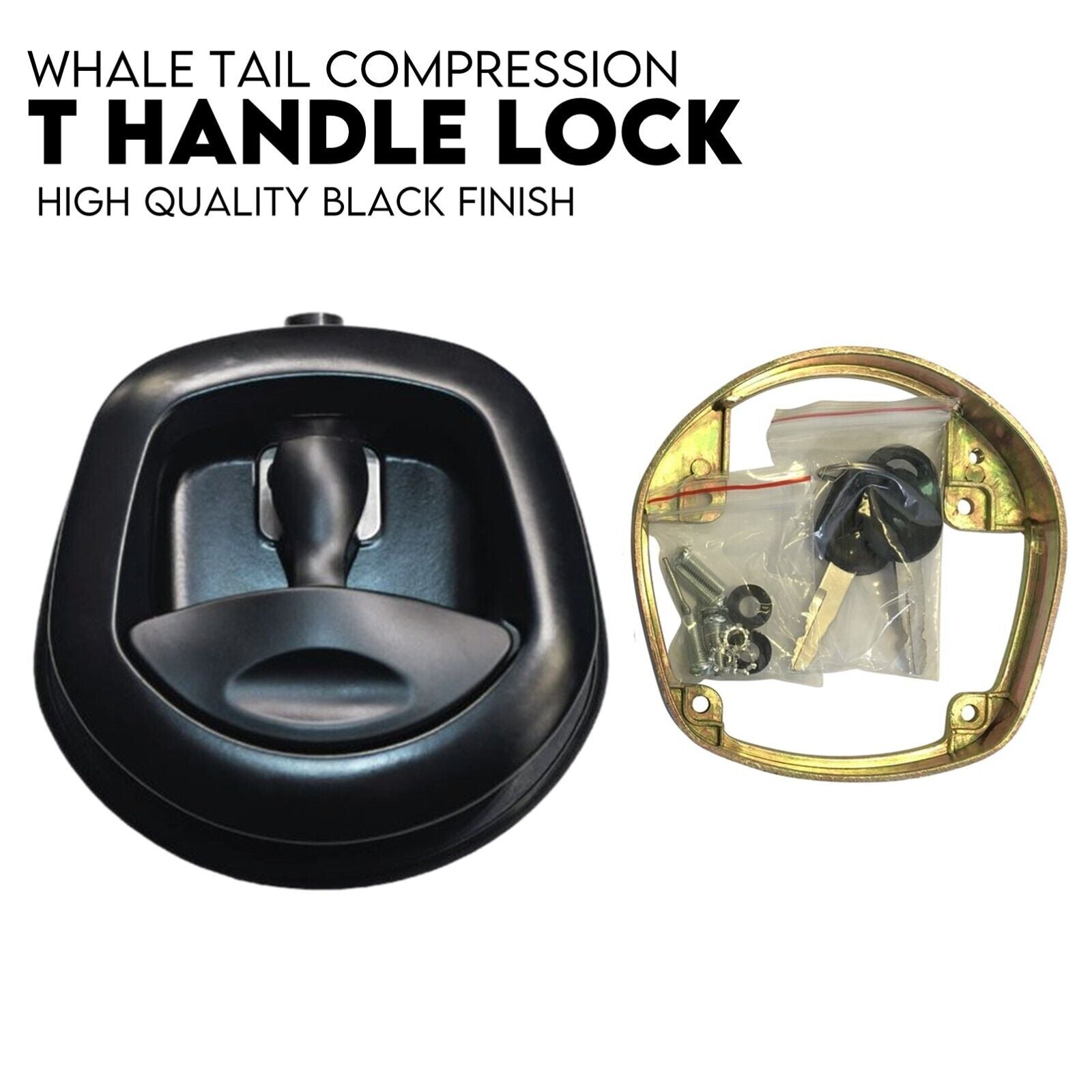 Black Whale Tail T Handle Lock Latch/Compression Lock | Trailer Ute Toolbox