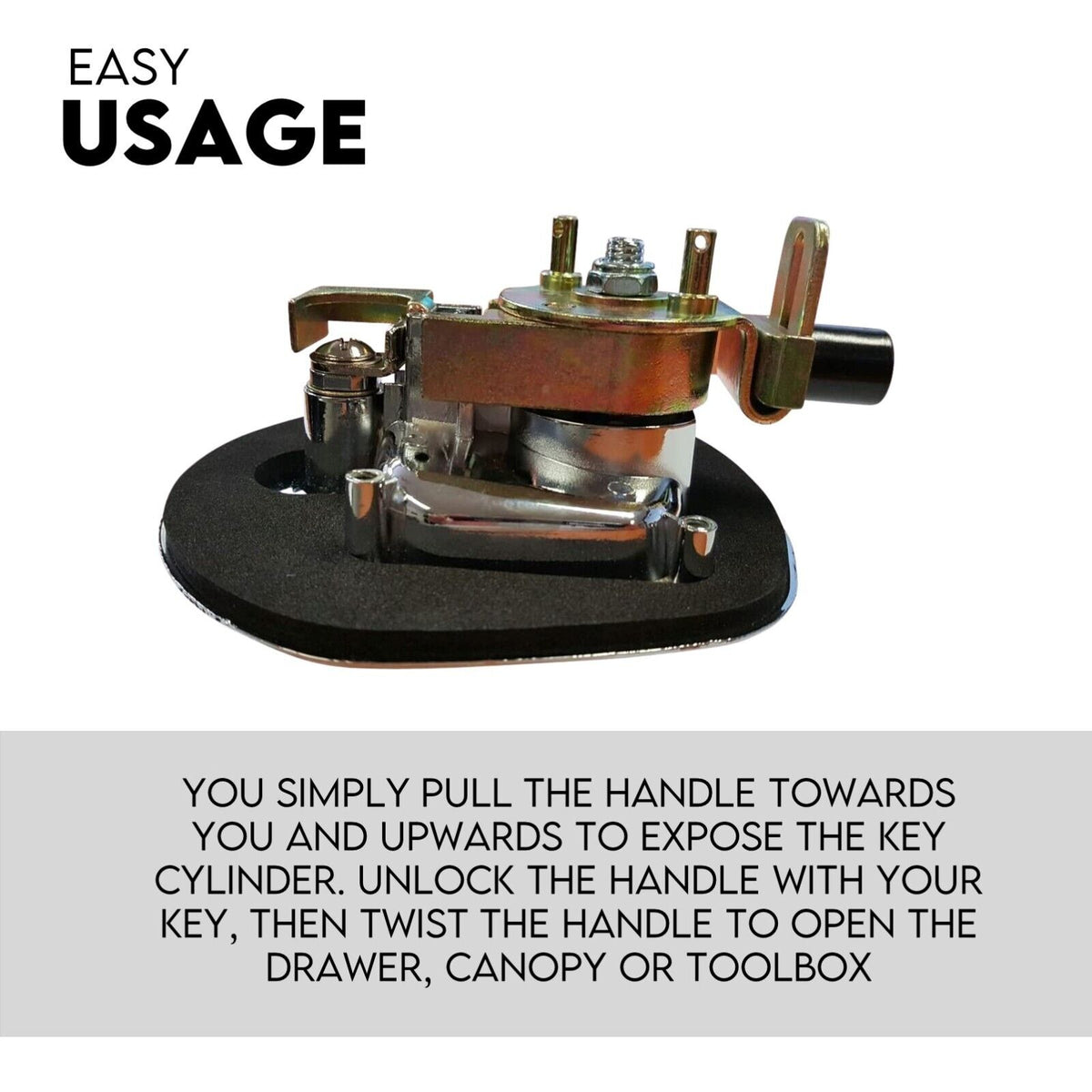 Black Whale Tail T Handle Lock Latch/Compression Lock | Trailer Ute Toolbox