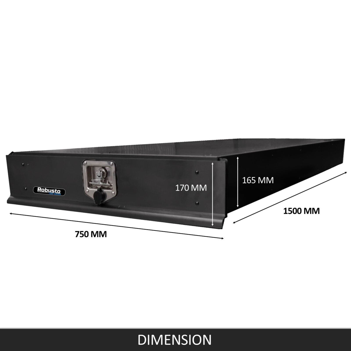 Under Tray Body Tool Box Trundle Drawer | 1500 Long | UTE Truck ToolBox | Black