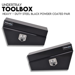 Black Steel 750mm Under Tray Tool Box Underbody Pair Set