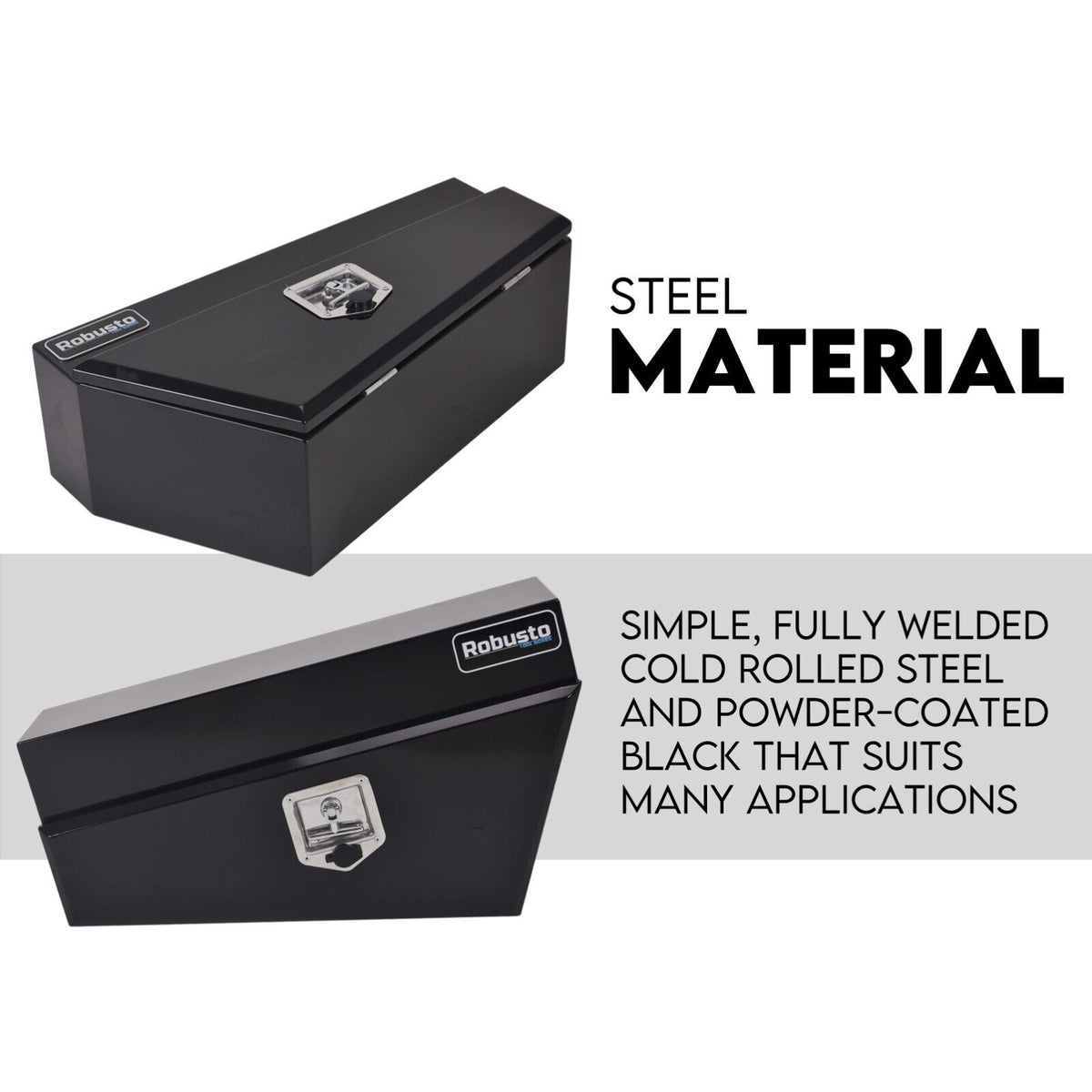 Black Steel 750mm Under Tray Tool Box Underbody Pair Set