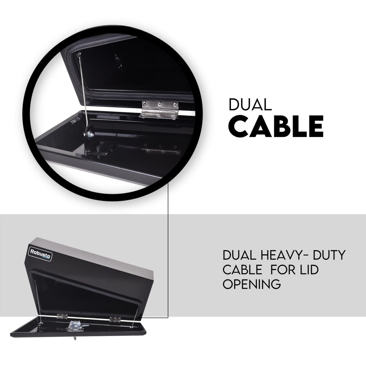 Black Steel 750mm Under Tray Tool Box Underbody Pair Set