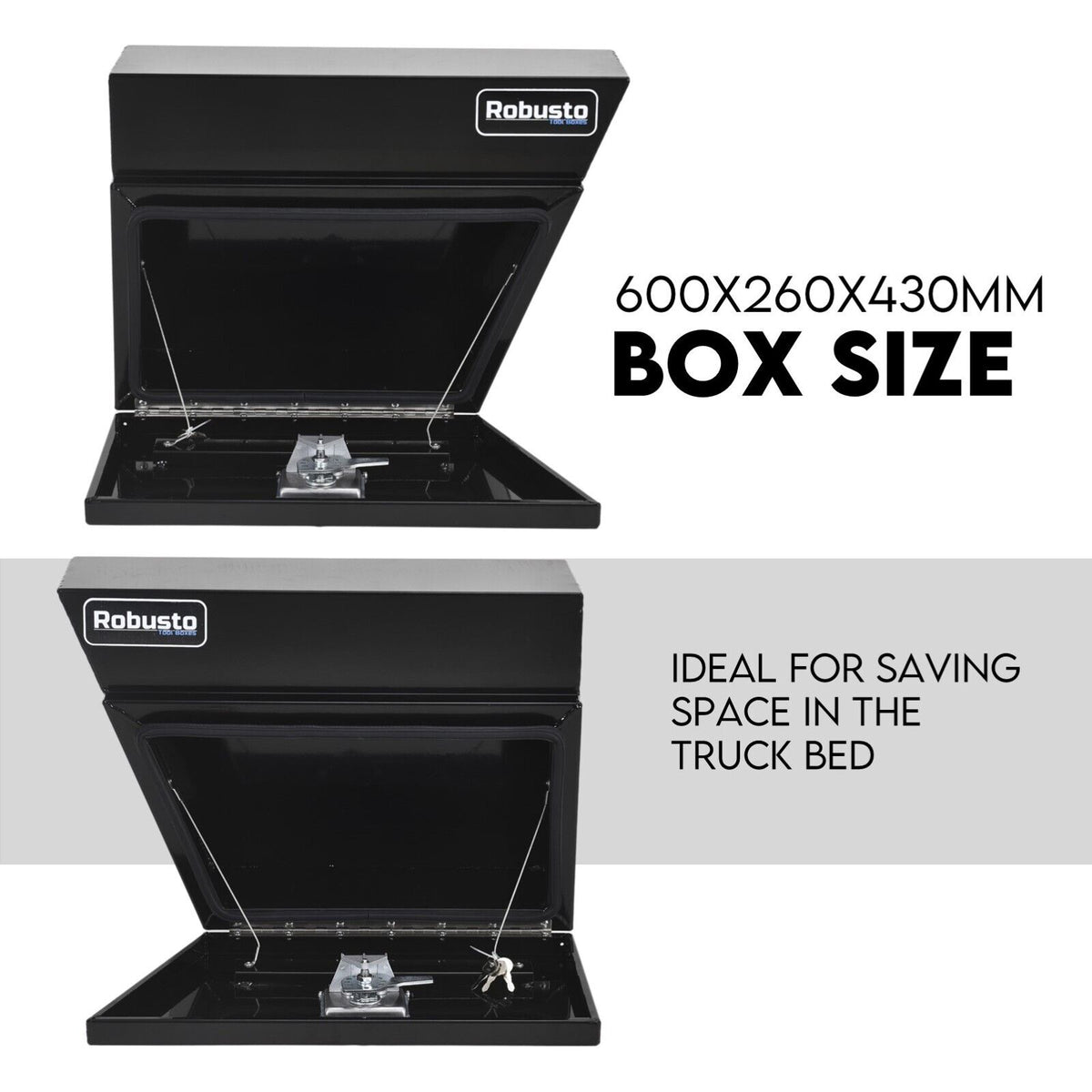 Under Tray Tool Box | Black Aluminium | 600mm | Pair Set