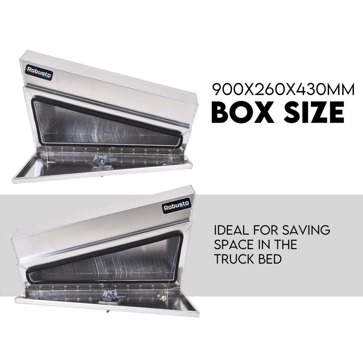 Black Steel 900mm Under Tray Tool Box Underbody Pair Set