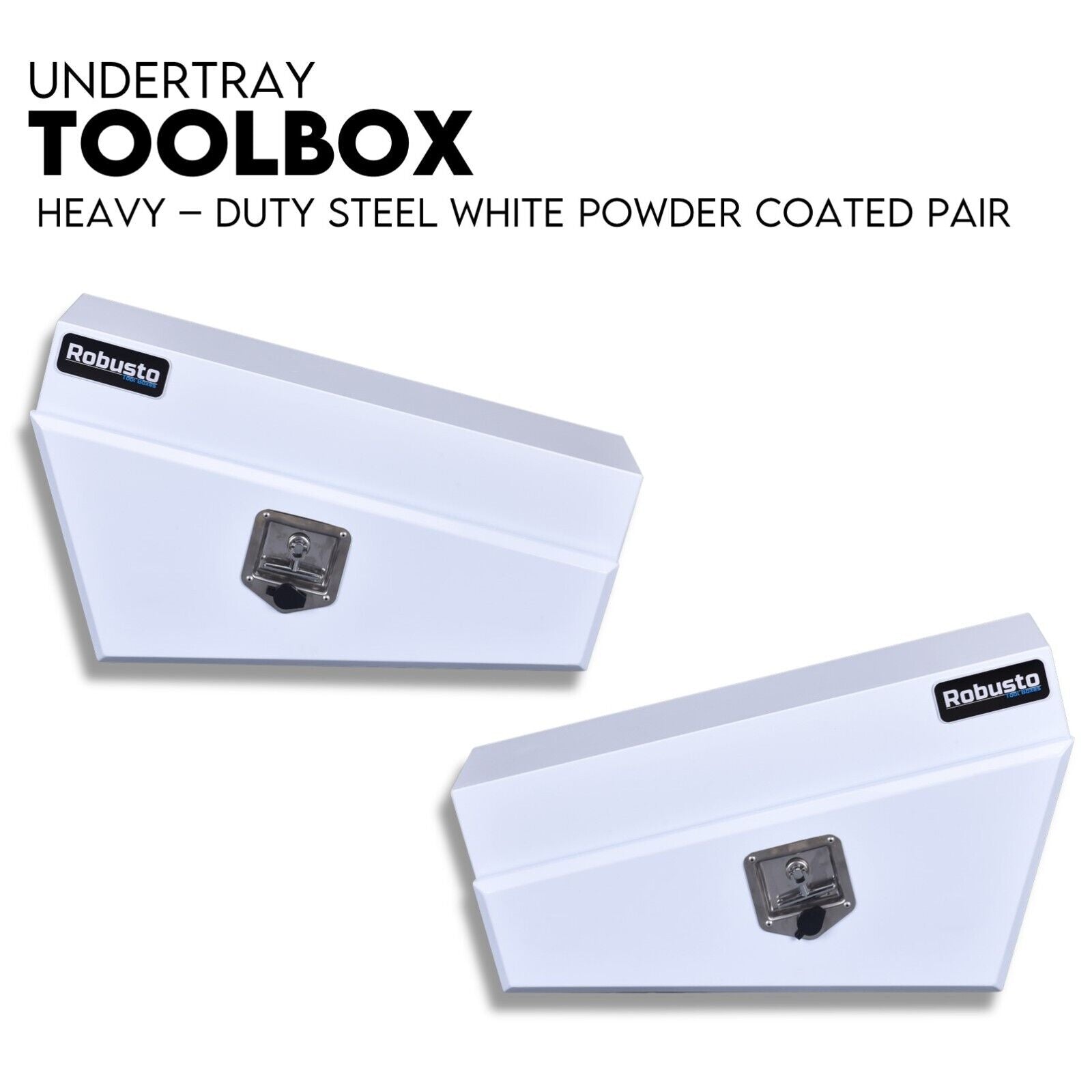 Under Tray Tool Box Underbody Pair Set | 750mm | White Steel