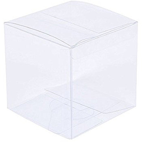 PVC Clear Plastic Cube Box | 10 Pack | 15cm Square | Large Bomboniere Gift
