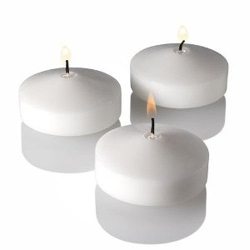 White Floating Candles | 10 Pack | 6 Hour | 5.8cm Diameter | Wedding Party Decor