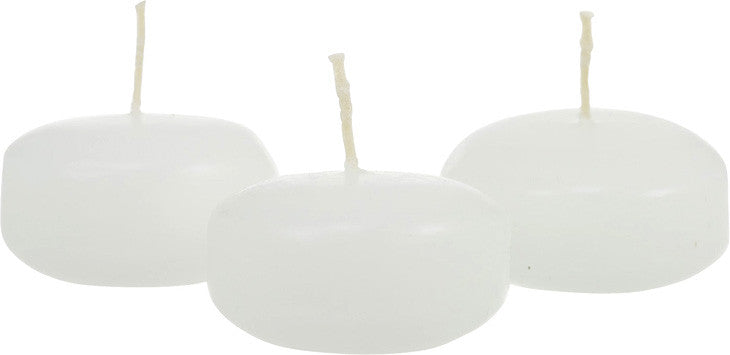 White Floating Candles | 10 Pack | 6 Hour | 5.8cm Diameter | Wedding Party Decor
