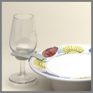 10 Pack White Wine Glass Plate Clip Holder - 75mm - Stand Up Buffet Party