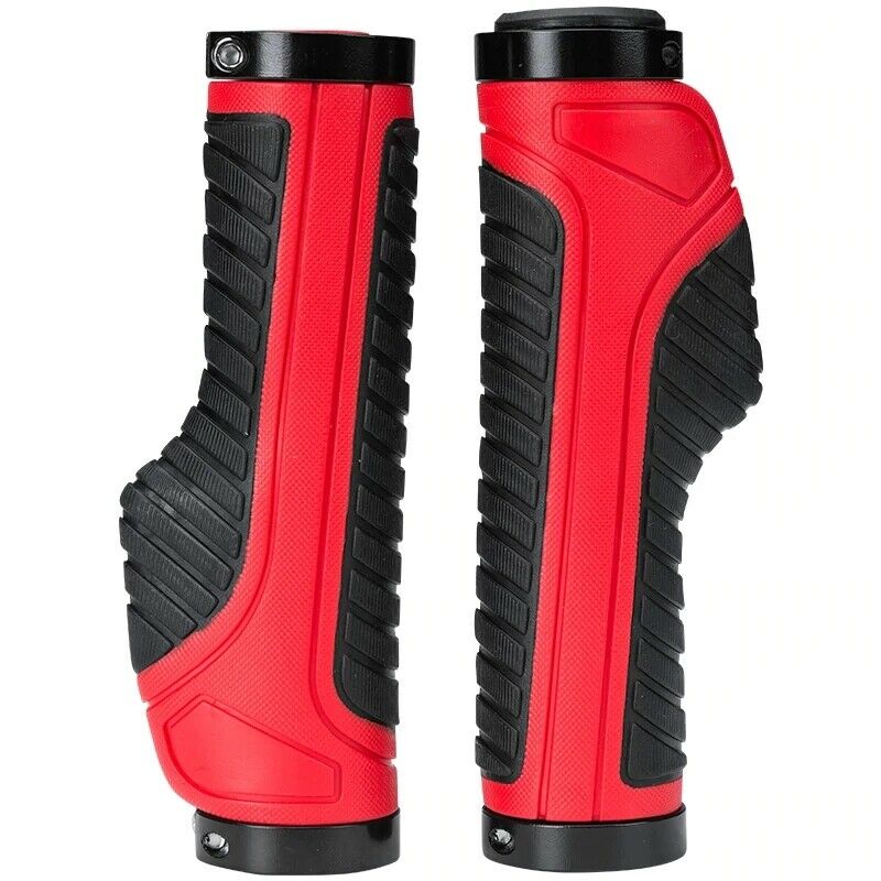 Bicycle Grips | MTB Road Bike Double Lock Rubber Handlebar Grips | Anti-Slip | RED