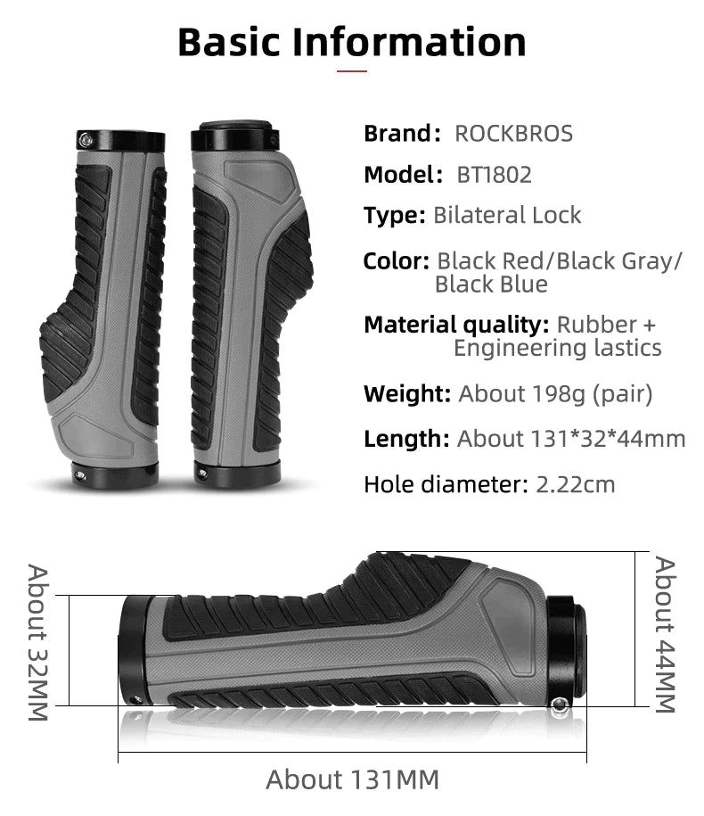 Bicycle Grips | MTB Road Bike Double Lock Rubber Handlebar Grips | Anti-Slip | RED