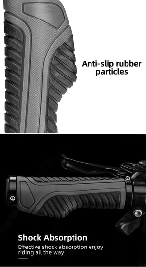 Bicycle Grips | MTB Road Bike Double Lock Rubber Handlebar Grips | Anti-Slip | RED