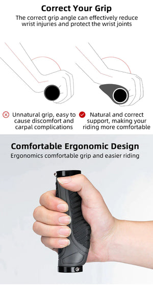 Bicycle Grips | MTB Road Bike Double Lock Rubber Handlebar Grips | Anti-Slip | RED