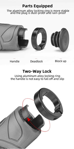 Bicycle Grips | MTB Road Bike Double Lock Rubber Handlebar Grips | Anti-Slip | RED