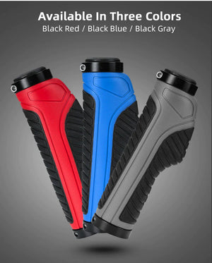 Bicycle Grips | MTB Road Bike Double Lock Rubber Handlebar Grips | Anti-Slip | RED