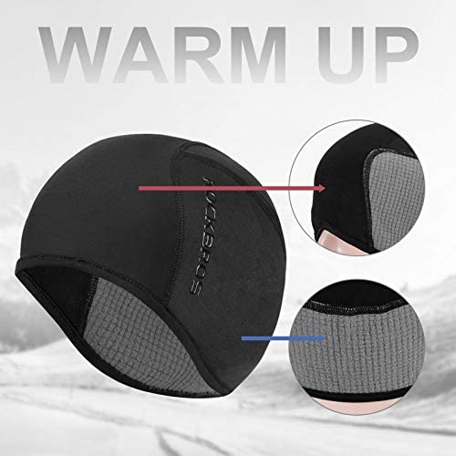 Helmet Fleece Inner Liner | Cycling Skull Cap | Winter Thermal | MTB Mountain Cycling Cap | for Men Women Headwear | for Running Skiing & Winter Sports | BLACK